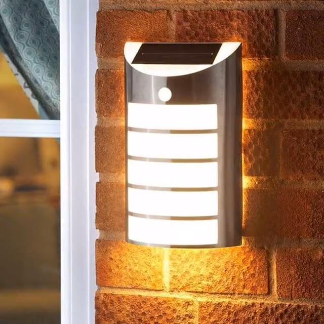 Garden Mile Solar Security Light with Motion and Dusk Sensor in Silver