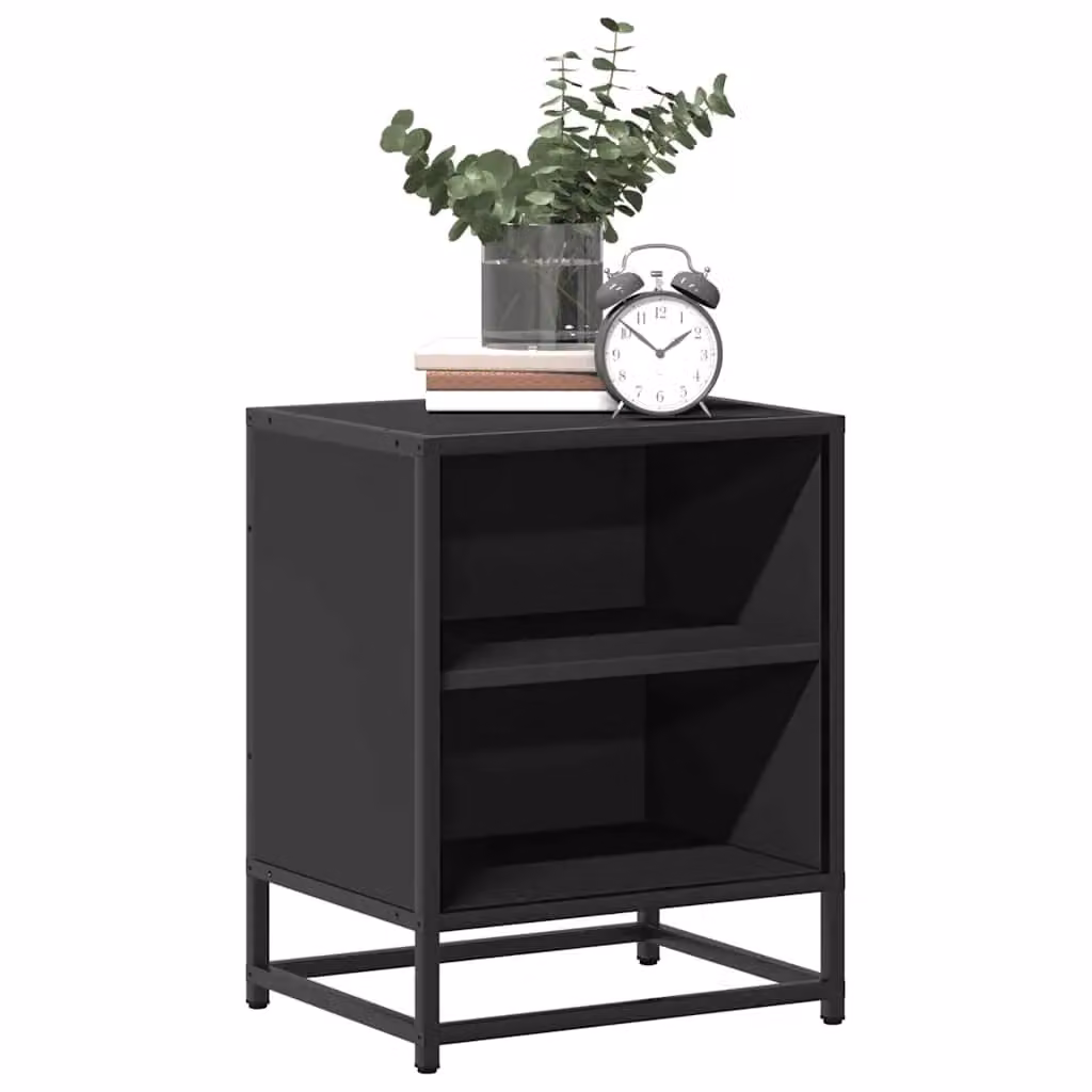 Berkfield Home Set of 2 Black Bedside Cabinets in Engineered Wood and Metal, W/D/H: 40 x 31 x 50 cm – 4