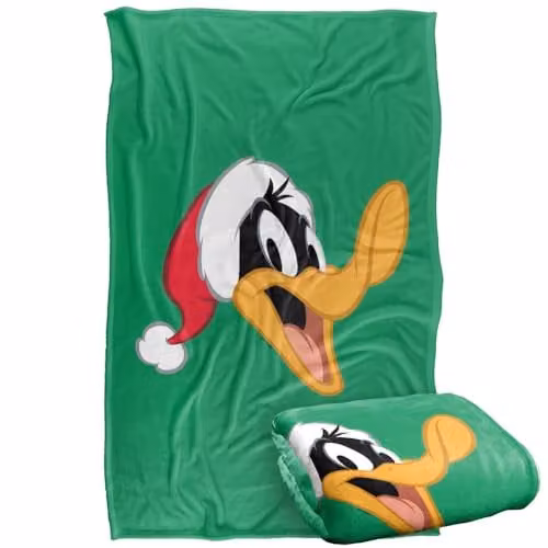 Warner Bros. Looney Tunes Daffy Duck Santa Hat Super Soft Fleece Throw Blanket, Multicolour, W/D/H: 91 x 147 cm – 1