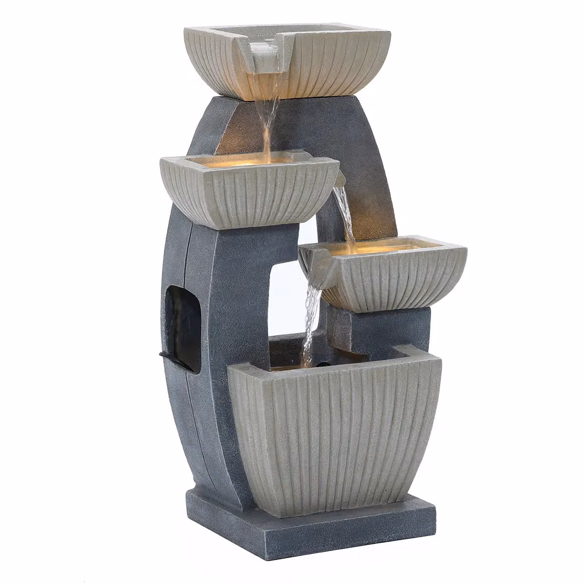 Charles Bentley Elbe Cascading Water Feature in Grey, Mains Powered, W/D/H: 38.0 x 26.5 x 65.0 cm – 2