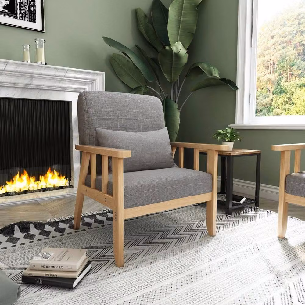 KORVIXA MONDEER 1 Seater Armchair in Grey with Solid Wood Frame, W/D/H: 100 x 100 x 100 cm – 2