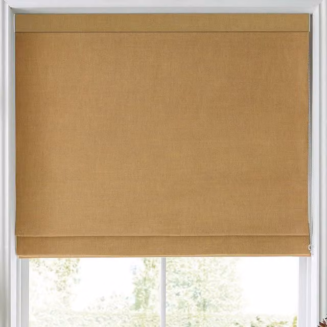 Laura Ashley Swanson Made to Measure Blackout Roman Blind in Amber Yellow and Orange