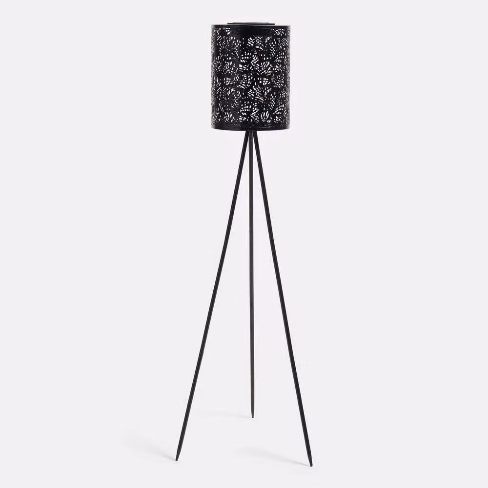 OHS Black Metal Solar Floor Lamp with Dusk Sensor for Garden and Terrace – 4