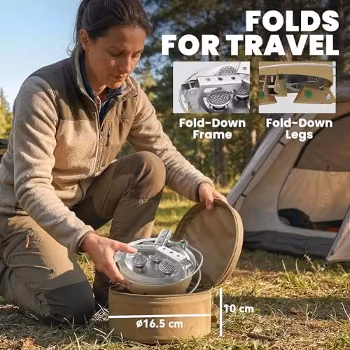 Outsunny High Power Gas Camping Stove in Khaki with Stainless Steel Components – 5