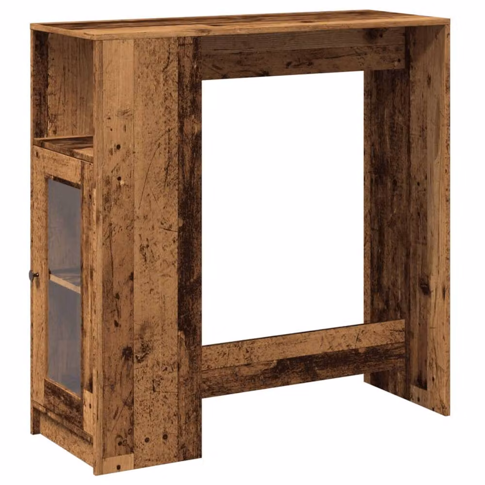 Berkfield Home Bar Table with Racks in Brown Old Wood, W/D/H: 101 x 40 x 103.5 cm – 2