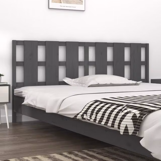 Berkfield Home Grey Rustic Solid Pine Wood Bed Headboard W: 205.5 cm, D: 4 cm, H: 100 cm – 1
