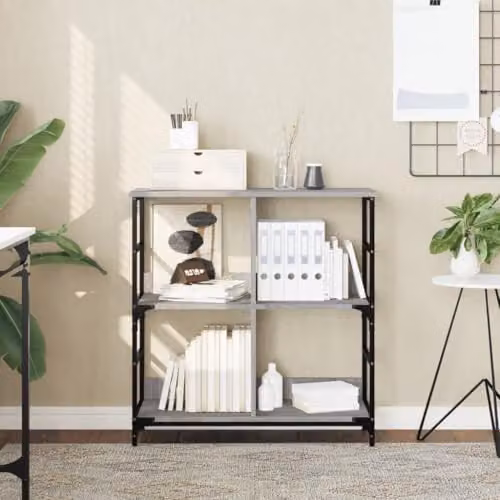 vidaXL Industrial Bookshelf in Grey Sonoma, W/D/H: 78.5 x 33 x 82 cm – 2