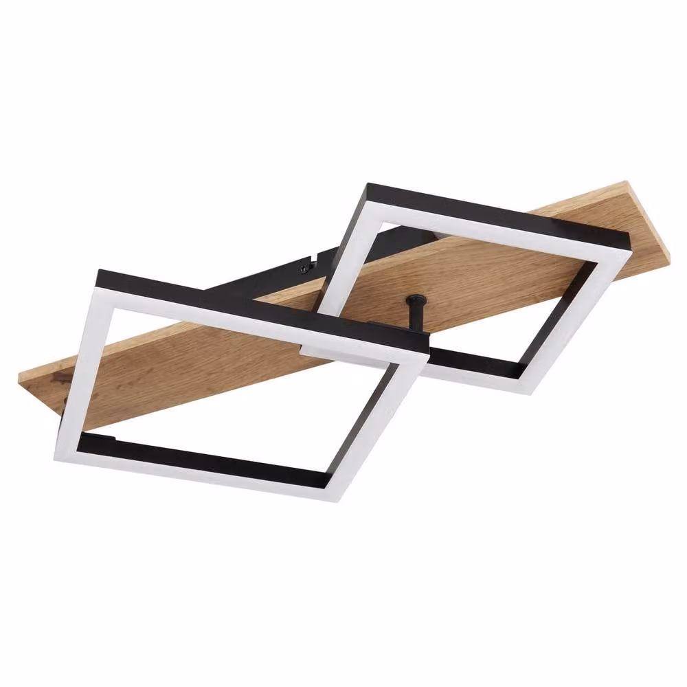 Netlighting Beatrix Semi Flush Ceiling Light in Matt Black with Twin Square LED 3000K Warm White – 1
