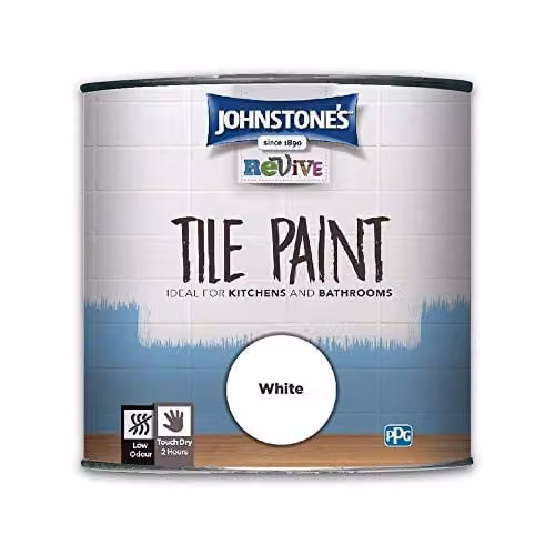 Johnstone's Upcycling Tile Paint in White, 750ml – 1