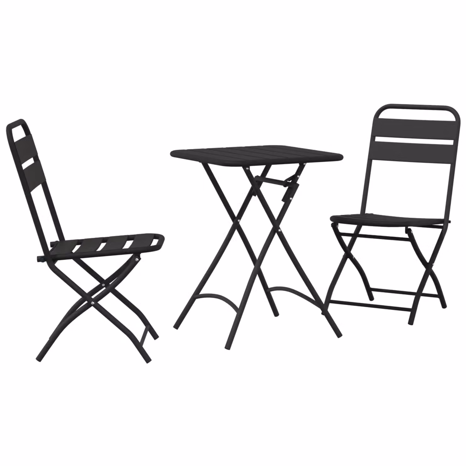 Berkfield Home 3-Piece Folding Bistro Set in Anthracite Powder Coated Steel – 2