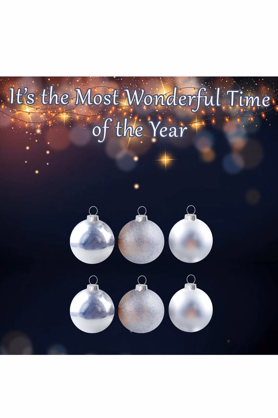 VFM e-Store Silver Round Christmas Bauble Hanging Tree Ornaments, Pack of 6, 6cm – 2