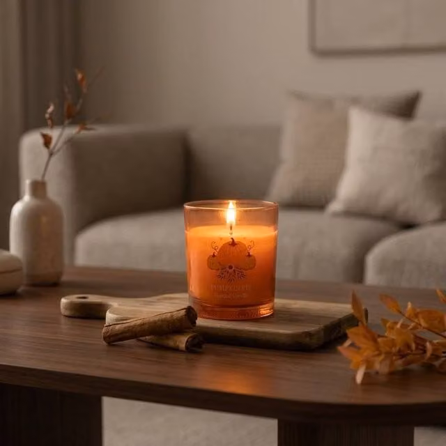 Garden Greatness Harvest Pumpkin Pie Scented Candle, Orange Gourmand Pillar and Votive Set