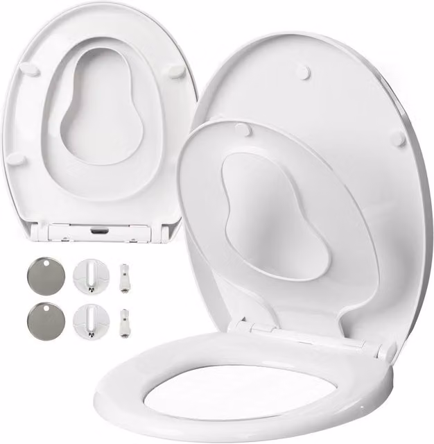 LIVIVO Oval Soft Close Toilet Seat in White with Quick Release Button