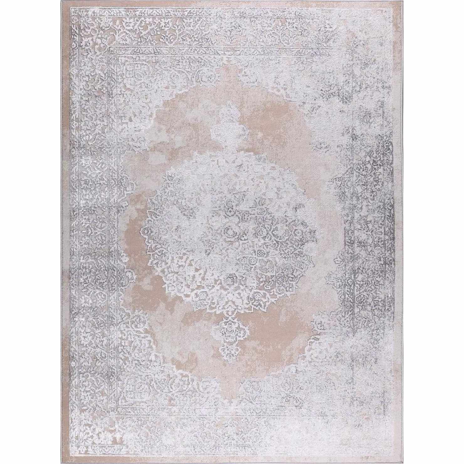 Livabliss Lustro Vintage Boho Rectangular Rug in Beige, Grey and White, W: 200 cm, D: 275 cm – 2