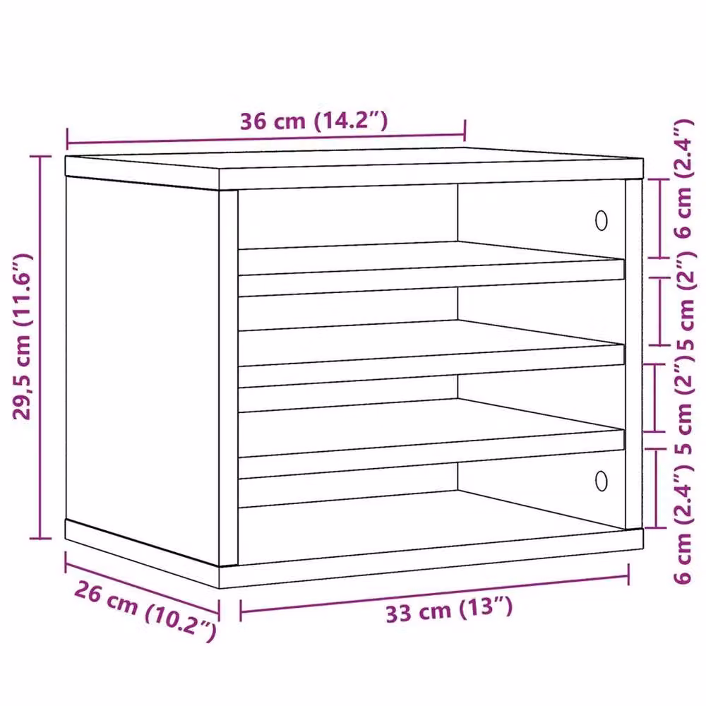 EONLION Solid Wood Desk Organiser in Brown, W/D/H: 36 x 26 x 29.5 cm – 2