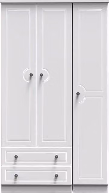 2 U Stirling Triple Wardrobe with 2 Drawers in White