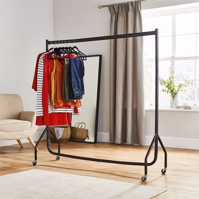House of Home Heavy Duty Metal Clothes Rail in Matt Black, H 152.4 cm x W 152.4 cm