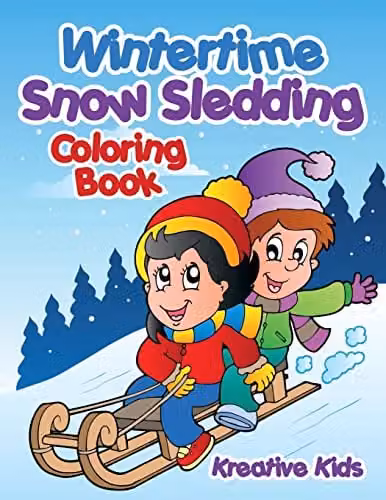 Kreative Kids Wintertime Snow Sledding Colouring Book for Children, Multicolour, W: 21.59 cm, H: 27.94 cm