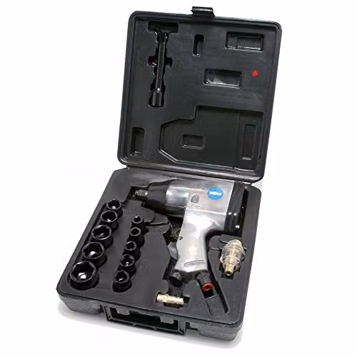 Hilka 1/2-inch Air Impact Wrench Set in Black and Silver – 1