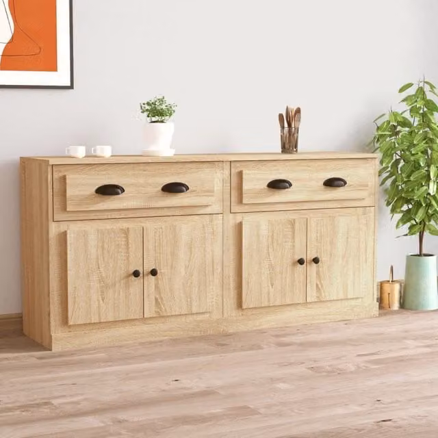 Berkfield Home Set of 2 Sonoma Oak Sideboards in Brown Engineered Wood – 1