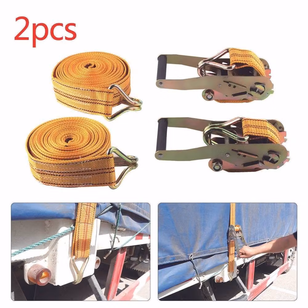 Nordara 2-Piece Yellow Ratchet Tie Down Straps with 2T Claw Lorry, 50mm x 6m – 4