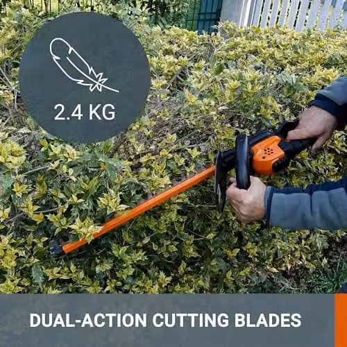 Worx Powershare 20V Cordless Reciprocating Hedge Trimmer, Black and Orange, 45cm – 2