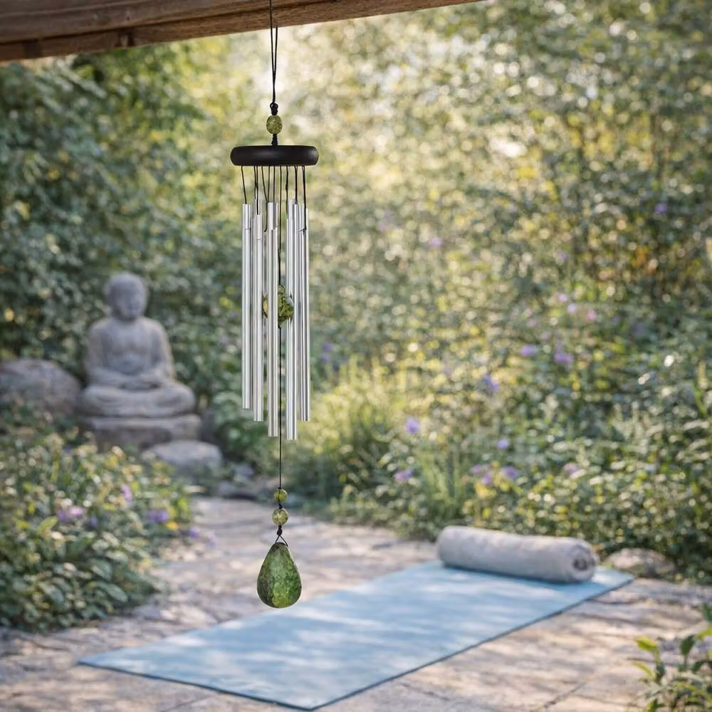Woodstock Chimes Chakra Collection Wind Chime in Silver and Black with Aventurine – 3