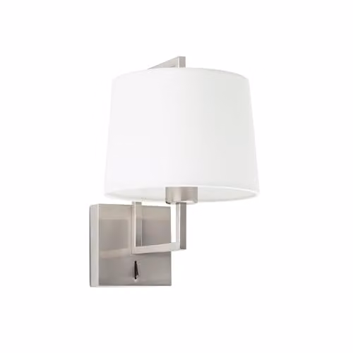 Netlighting Frame Wall Light with White Fabric Shade and Silver Nickel Finish, Diameter: 21.5 cm