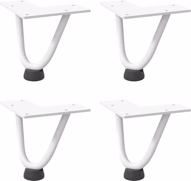 Berkfield Home White Solid Steel Hairpin Table Legs, 4 Pieces, Height: 10 cm