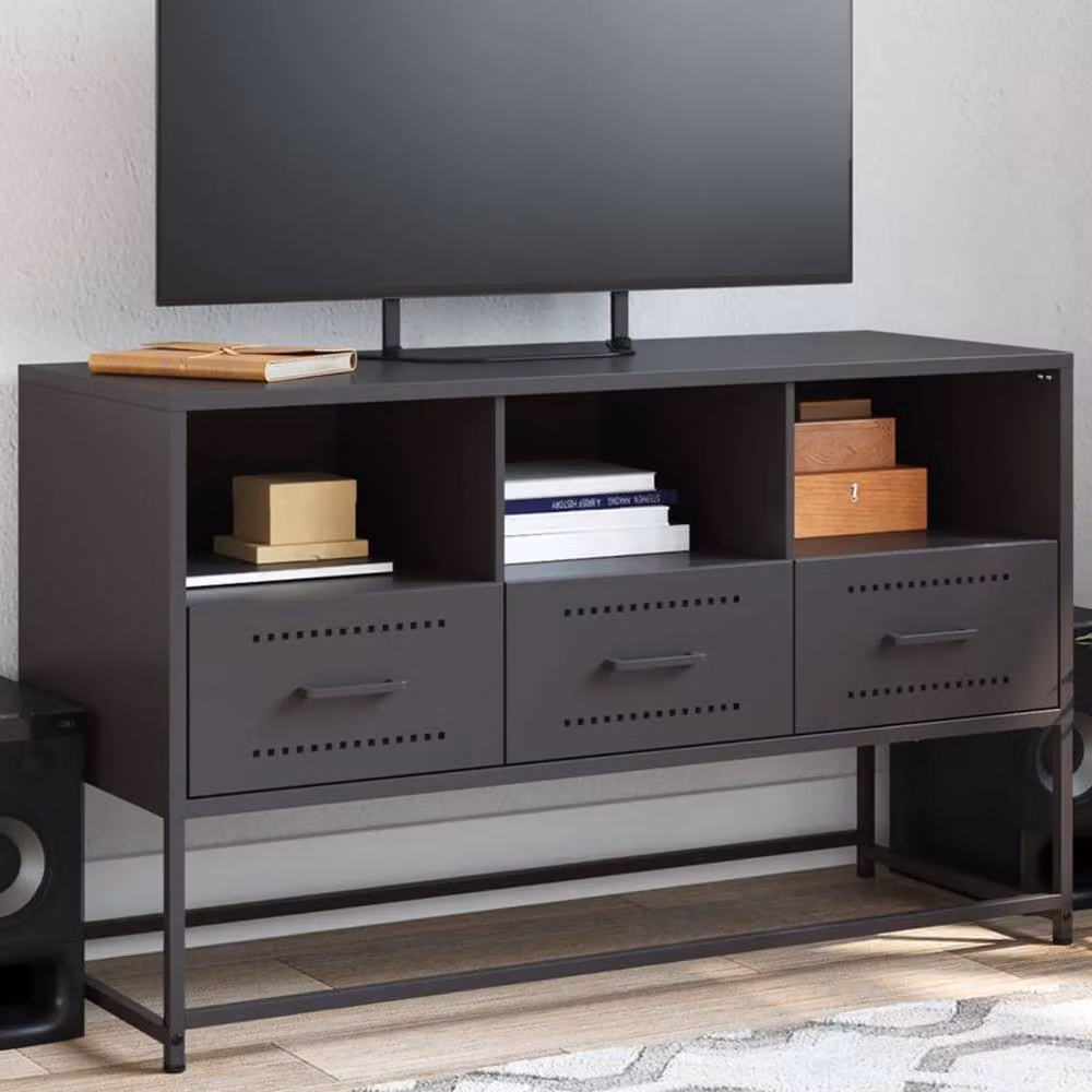 Berkfield Home Industrial Black Metal TV Cabinet W/D/H: 100.5 x 39 x 60.5 cm – 2