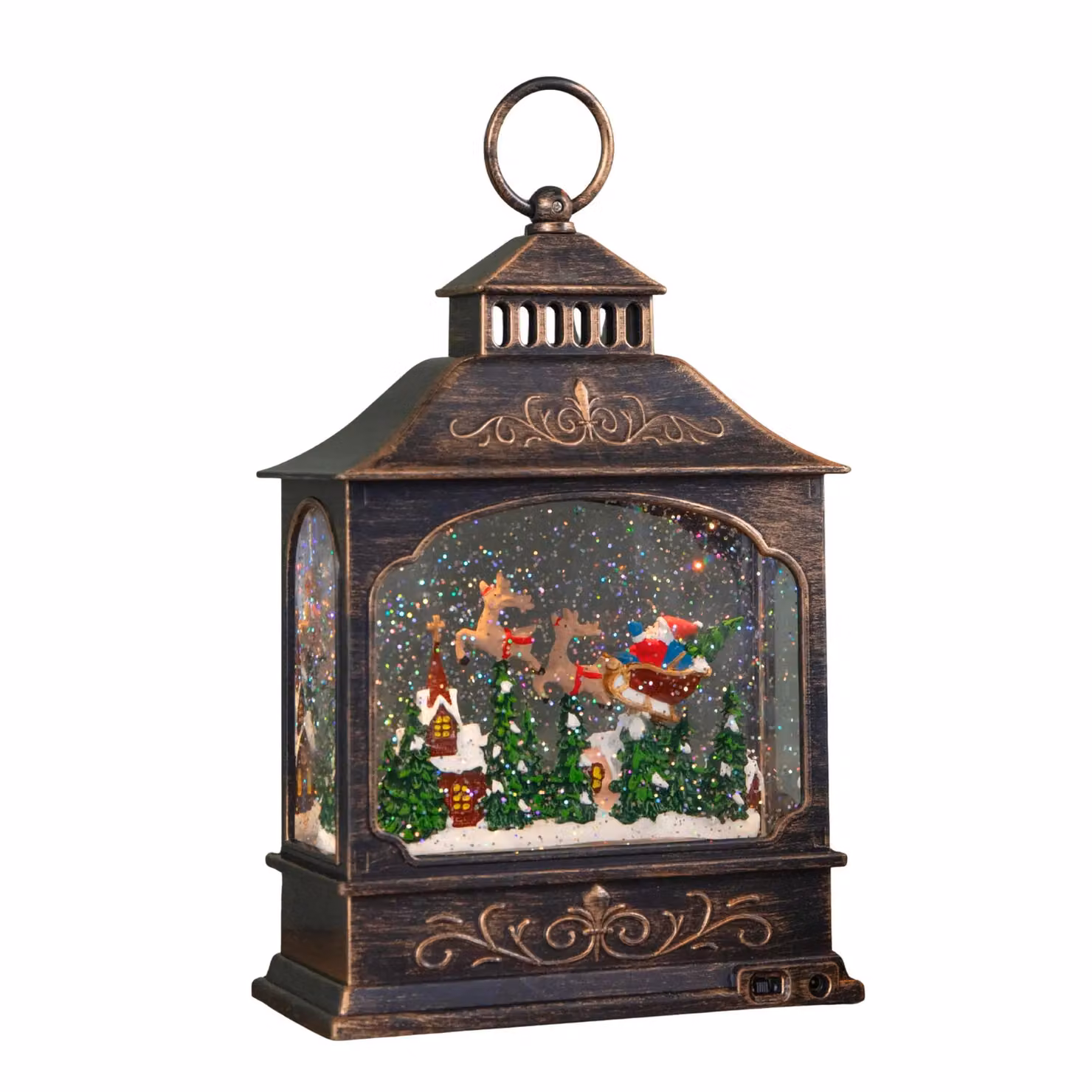 Samuel Alexander Brown Flying Santa Christmas Water Spinner Lantern with LED Lights, Height: 29 cm – 3