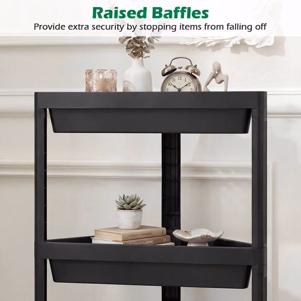 Costway 2-Piece Black 3-Tier Detachable Corner Shower Caddy Freestanding Bathroom Standing Shelves – 6