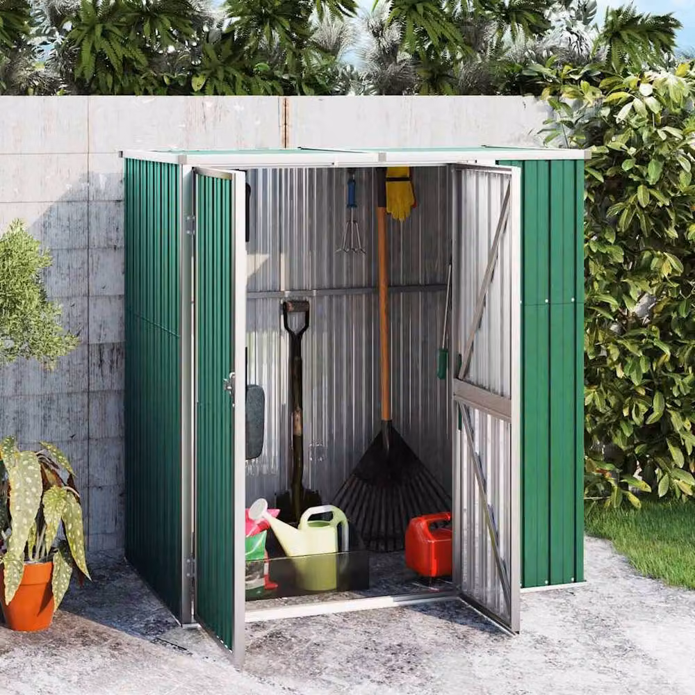 Berkfield Home Green Galvanised Steel Garden Tool Shed, H 161 x W 161 x D 89 cm – 2