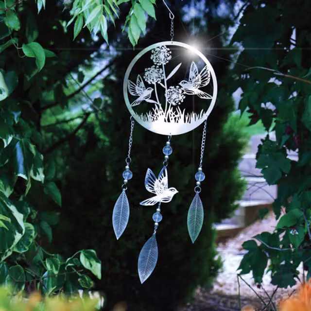 Betley Butterfly Stainless Steel Dreamcatcher Wind Spinner in Silver with Bird and Butterfly Designs