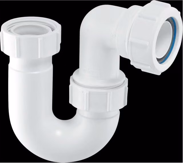 McAlpine BT3 White Tubular Swivel Low Inlet P Trap with 1.25 inch Connection