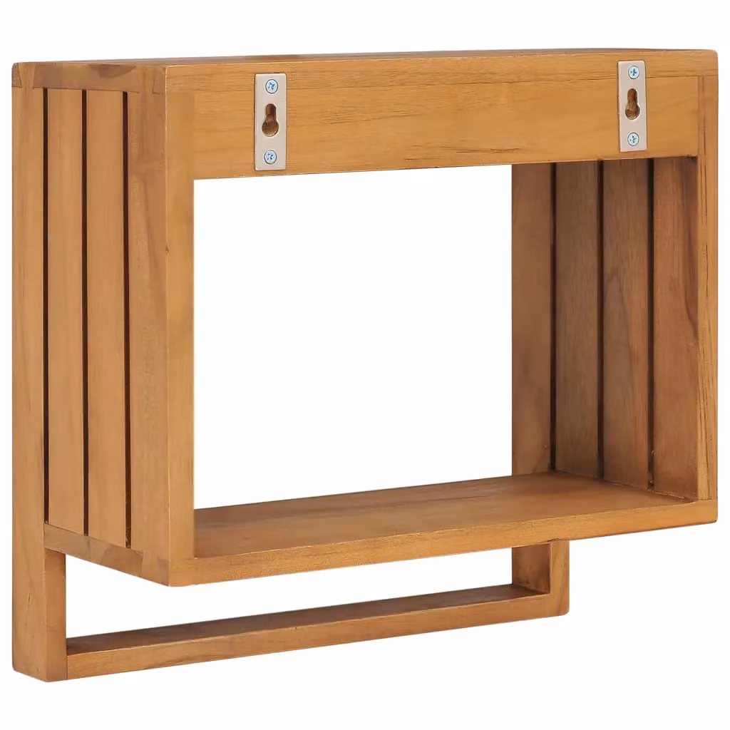 Berkfield Home Wall-mounted Teak Wood Towel Rack in Brown, W/D/H: 35 x 20 x 35 cm – 3