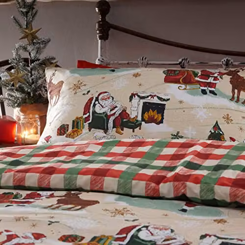Riva Home Jolly Santa Christmas Reversible Duvet Cover Set, Multicolour, W/D/H: 220 x 200 x 260 cm – 2