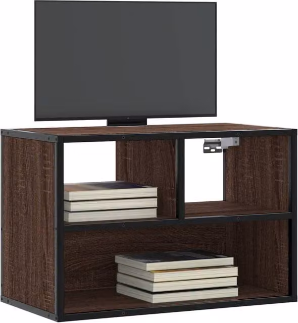 Berkfield Home Industrial TV Cabinet in Brown Oak, W/D/H: 60 x 31 x 39.5 cm – 1