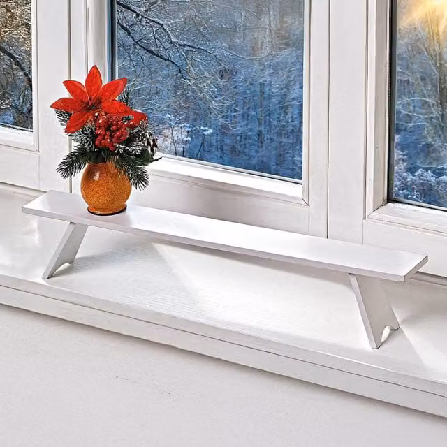 Coopers of Stortford Large Decorative White Lacquered Wood Window Shelf