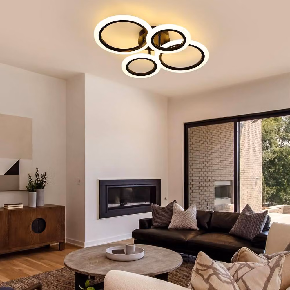 Goeco Dimmable LED Ceiling Light with Remote Control, Black, W/D/H: 57 x 57 x 12 cm – 4