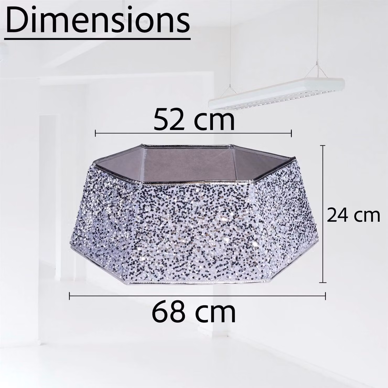Shatchi Silver Sequin Christmas Tree Skirt Foldable Tree Base Cover – 3