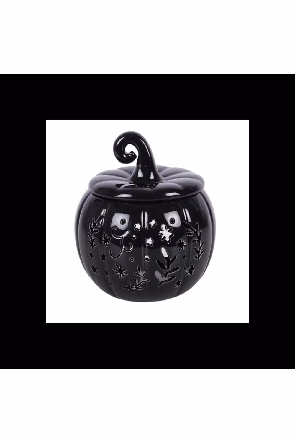 KDMD Black Ceramic Folk Pumpkin Oil Burner and Tealight Wax Warmer – 2