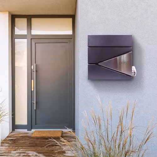 mysmartbuy Black & Silver Wall Mounted Lockable Steel Letterbox, H37 x W37 x D10 cm – 2