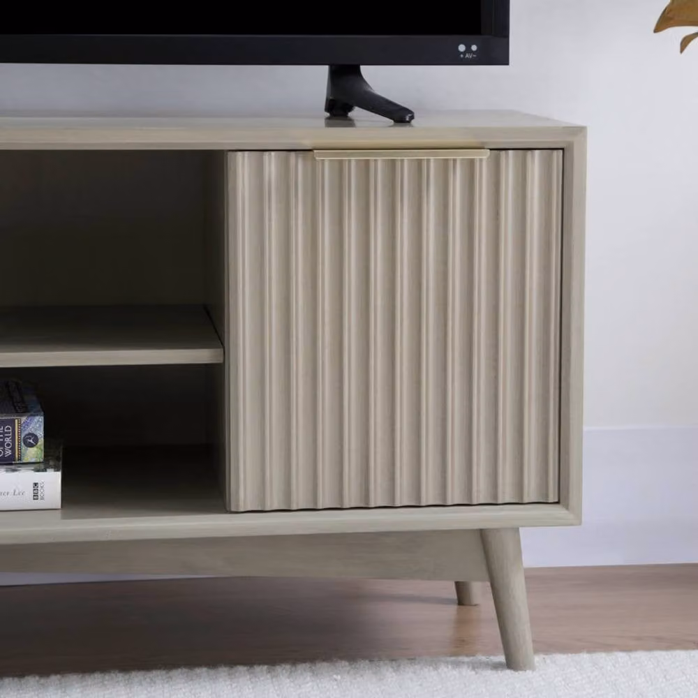 Home Garden Direct Monza Fluted TV Unit with Storage in Grey Pale Ash – 2