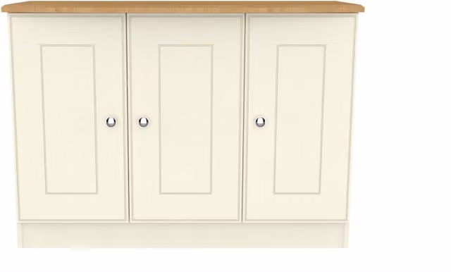 2 U Albert 3 Door Sideboard in Beige Cream, Ready Assembled