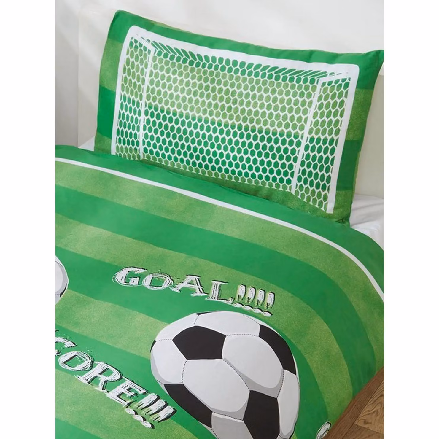 Rapport Men's Goal Football Duvet Cover and Pillowcase Set in Green, Single, W: 90 cm, L: 200 cm – 2