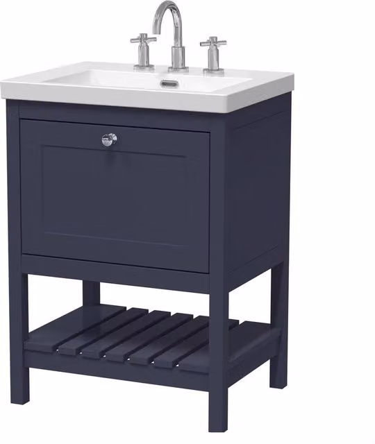 Balterley Coppenhall Contemporary 1 Drawer Vanity Basin Unit in Blue, W: 60 cm