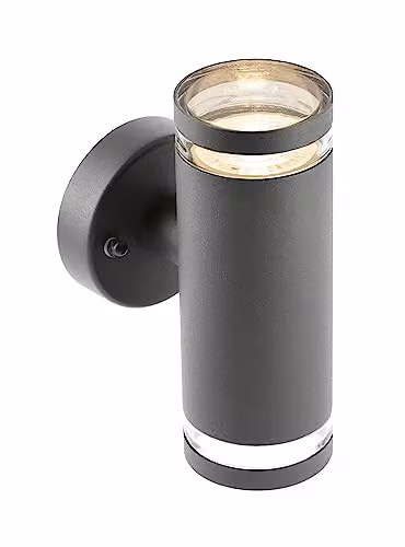 CGC Lighting Grey Modern Aluminium Outdoor Up and Down Wall Light with GU10 Bulb Holder – 3
