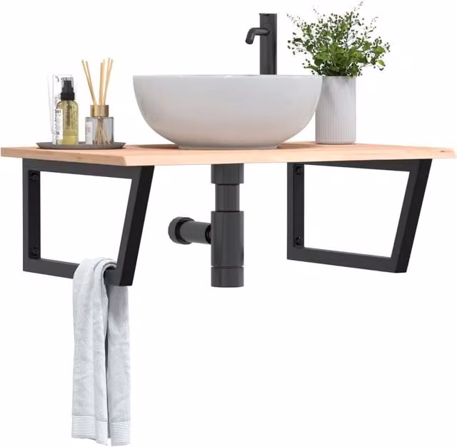 Berkfield Home Wall Mounted Basin Shelf in Brown Oak and Steel
