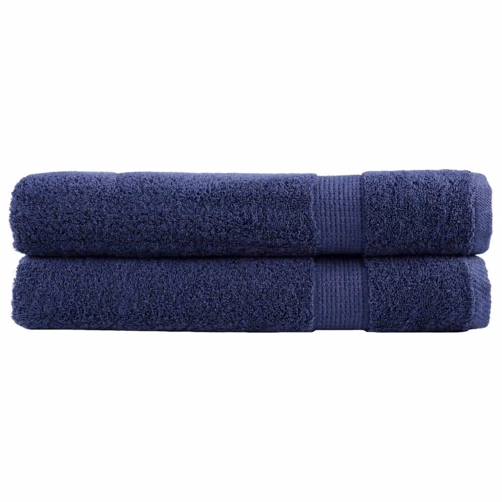 Berkfield Home SOLUND Premium Cotton Terry Towels, 2 Pack, Navy Blue, W: 100 cm, L: 200 cm, 600gsm – 2